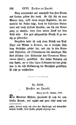 No. CCVI. Forster an Jacobi