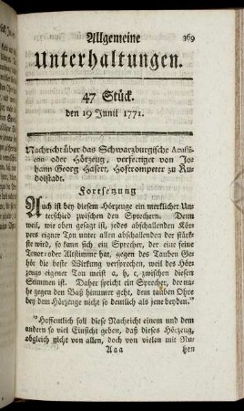 47 Stück. den 19 Junii 1771.