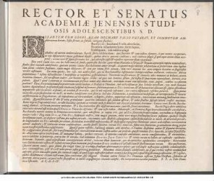 Rector Et Senatus Academiae Ienensis Studiosis Adolescentibus S. D. : Rixantem Cum Uxore, Quam Delirare Falso Putabat, Et Commotum Amphitruonem herum, Sofia servus, in fabula, mitigare studens ... P. P. 10. Febr. Dominica Esto mihi. A. C. MDCV.