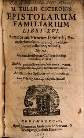 Epistolarum ad familiares libri XVI