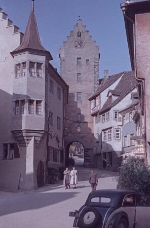 Meersburg. Marktplatz mit Obertor und "Gasthaus zum Bären" von Südwesten