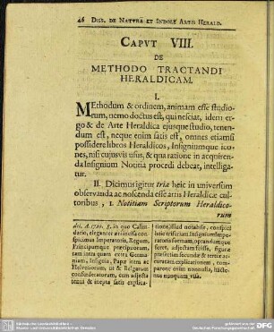 Caput VIII. De Methodo Tractandi Heraldicam