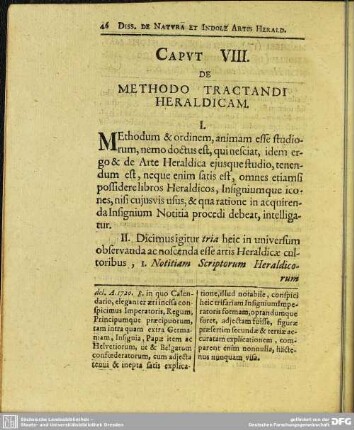 Caput VIII. De Methodo Tractandi Heraldicam