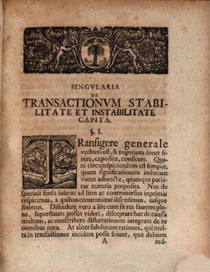 Singvlaria De Transactionvm Stabilitate Et Instabilitate Capita : Dissertatione Ivridica