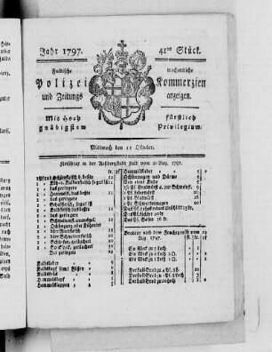 41tes Stück, Ausgabe vom 11. Oktober 1797
