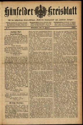 Ausgabe vom Samstag, den 08. Januar 1898.