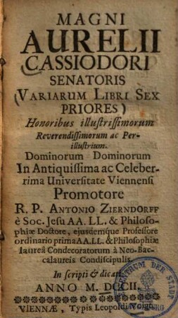 Variarum libri sex priores ...