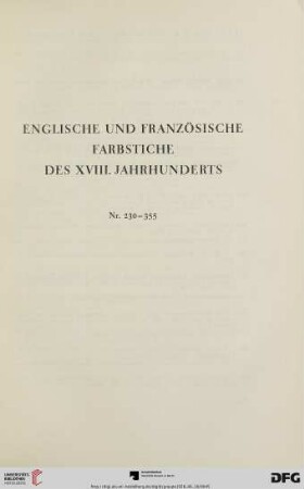 Englische und französische Farbstiche des XVIII. Jahrhunderts (Nr. 230-355)