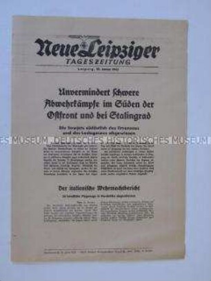 Extrablatt der "Neuen Leipziger Tageszeitung" u.a. über die andauernden Kämpfe um Stalingrad