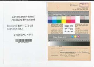 Entnazifizierung Hans Bruessow , geb. 09.04.1894 (Oberpostsekretaer)