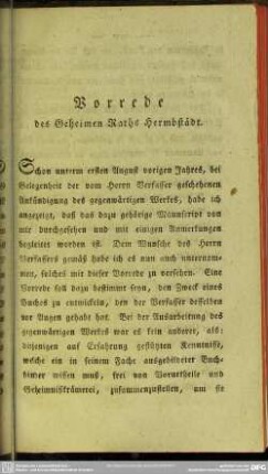 Vorrede des Geheimen Raths Hermbstädt