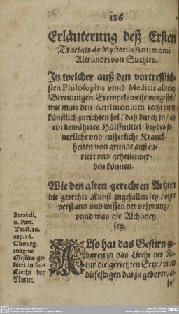 Erläuterung dess Ersten Tractats de Mysteriis Antimonii Alexandri von Suchten.