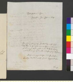 Brief von Werndt (ehem. Kgl. Sächs. Hofschauspieler) an Goethe, Johann Wolfgang von