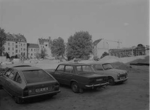 Dresden-Friedrichstadt, Schäferstraße. Nordseite. Blick gegen Wohnhäuser der Wachsbleichstraße und Großmarkthalle