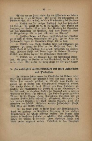 X. Die wichtigsten Bodenerhebungen mit ihren Mineralien und Produkten
