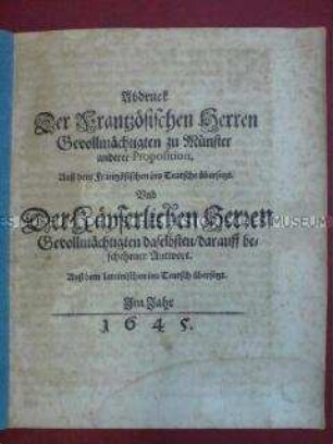 Aus den Verhandlungen zum Westfälischen Frieden