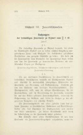 Abschnitt XII. Feuerlöschwesen