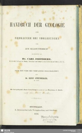 Handbuch der Geologie : zum Gebrauche bei Vorlesungen und zum Selbstunterricht