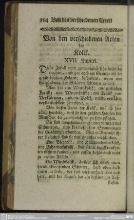 Von den verschiedenen Arten der Kolik. XVII. Kapitel