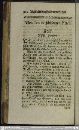 Von den verschiedenen Arten der Kolik. XVII. Kapitel