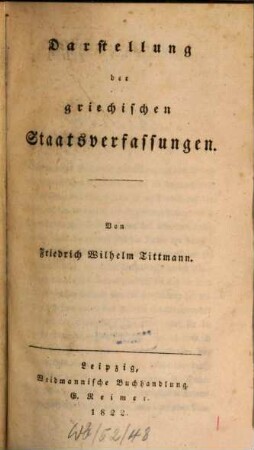 Darstellung der griechischen Staatsverfassungen