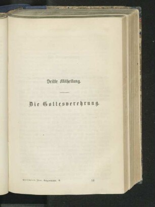 Dritte Abtheilung. Die Gottesverehrung.