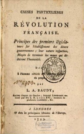 Causes particulières de la revolution Française