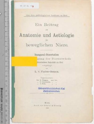 Ein Beitrag zur Anatomie und Aetiologie der beweglichen Niere