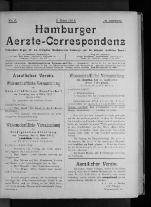 No. 9. 2. März 1913. 16. Jahrgang.