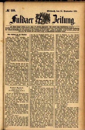 Ausgabe vom Mittwoch, den 14. September 1881.