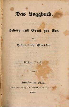 Das Loggbuch : Scherz und Ernst zur See, 1
