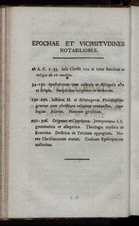 Epochae Et Vicissitudines Notabiliores.