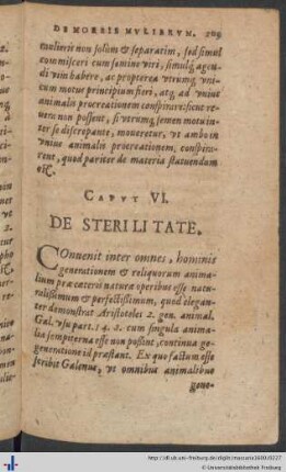 Caput VI. De Sterilitate.