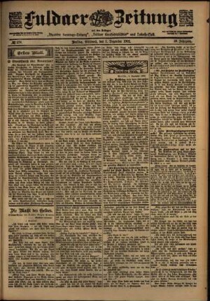 Erste Ausgabe vom Mittwoch, den 03. Dezember 1902.
