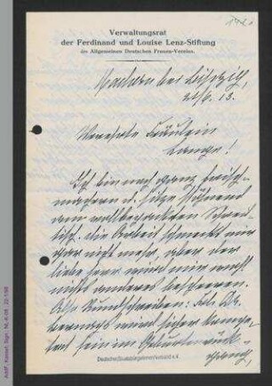 Brief von Pauline Voigtländer an Helene Lange