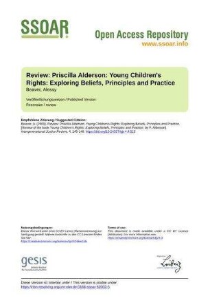 Review: Priscilla Alderson: Young Children's Rights: Exploring Beliefs, Principles and Practice