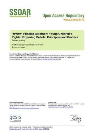Review: Priscilla Alderson: Young Children's Rights: Exploring Beliefs, Principles and Practice