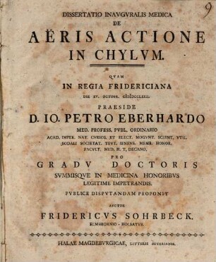 Diss. inaug. med. de aeris actione in chylum