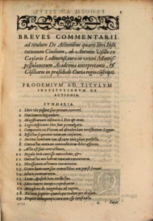 Breves commentarii ad titulum de actionibus quarti libri institutionum civilium