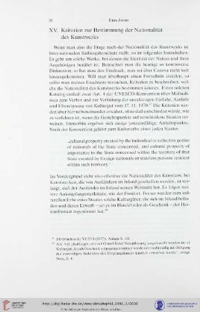 XV. Kriterien zur Bestimmung der Nationalität des Kunstwerks