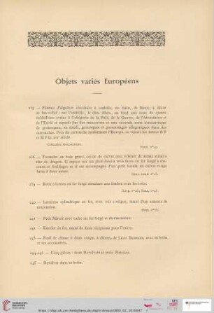 Objets variés Européens (Nr. 237 - 246)