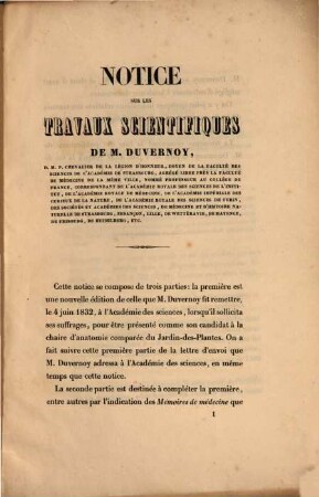 Notice sur les travaux scientifiques de M. Duvernoy