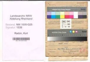 Entnazifizierung Kurt Radon , geb. 03.07.1900 (Vertreter)