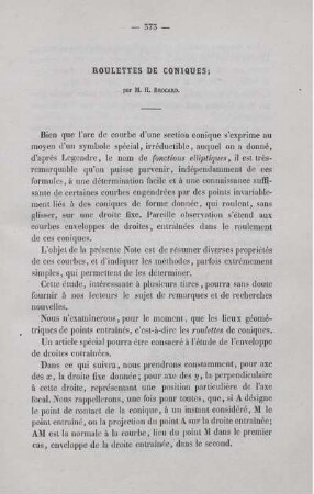 Roulettes de coniques.