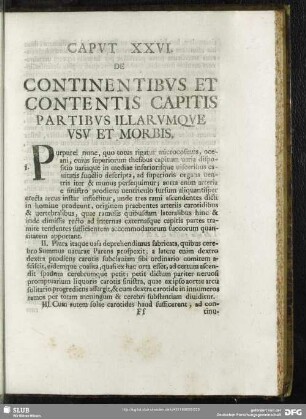 Caput XXVI. De Continentibus Et Contentis Capitis Partibus Illarumque Usu Et Morbis