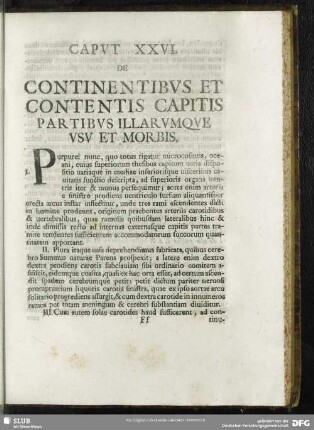 Caput XXVI. De Continentibus Et Contentis Capitis Partibus Illarumque Usu Et Morbis