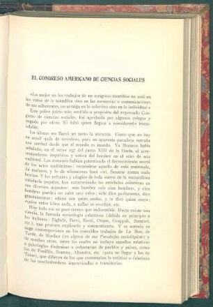 El Congreso Americano de Ciencias Sociales