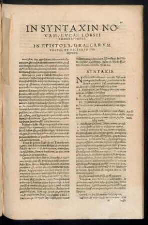 In Syntaxin Novam, Lucae Lossii Annotationes.
