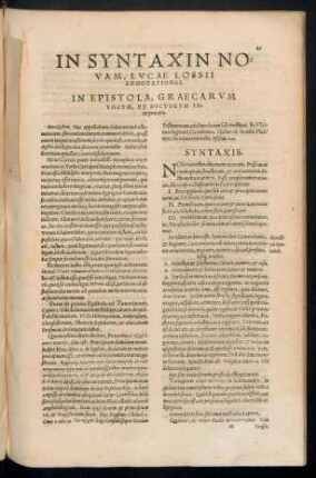 In Syntaxin Novam, Lucae Lossii Annotationes.