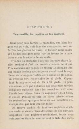 Chapitre VIII. Le crocodile, les reptiles et les sauriens